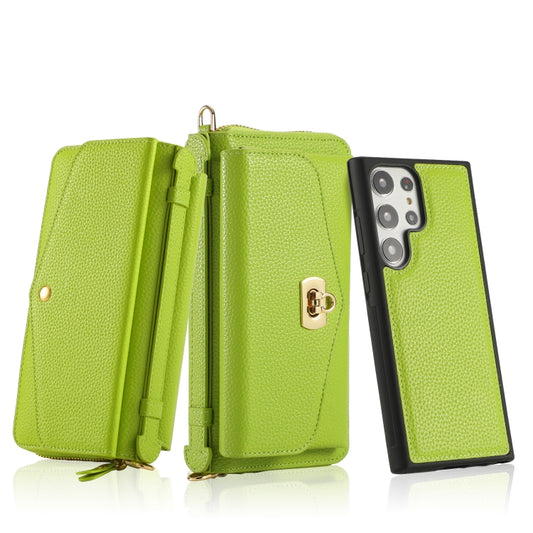 For Samsung Galaxy S23 5G Crossbody Multi-functional Zipper Wallet Litchi Leather Phone Case(Green) - Galaxy S23 5G Cases by buy2fix | Online Shopping UK | buy2fix