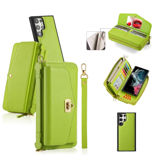 For Samsung Galaxy S22+ 5G Crossbody Multi-functional Zipper Wallet Litchi Leather Phone Case(Green) - Galaxy S22 5G Cases by buy2fix | Online Shopping UK | buy2fix