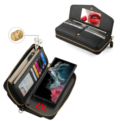 For Samsung Galaxy S22 5G Crossbody Multi-functional Zipper Wallet Litchi Leather Phone Case(Black) - Galaxy S22 5G Cases by buy2fix | Online Shopping UK | buy2fix