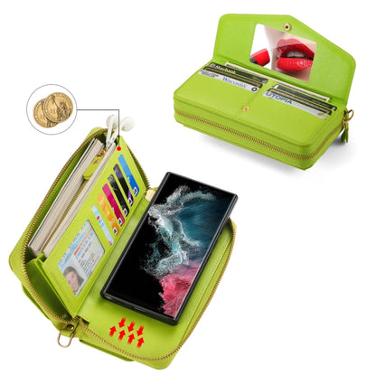 For Samsung Galaxy S22 5G Crossbody Multi-functional Zipper Wallet Litchi Leather Phone Case(Green) - Galaxy S22 5G Cases by buy2fix | Online Shopping UK | buy2fix