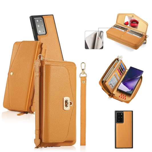 For Samsung Galaxy Note20 Crossbody Multi-functional Zipper Wallet Litchi Leather Phone Case(Orange) - Galaxy Phone Cases by buy2fix | Online Shopping UK | buy2fix