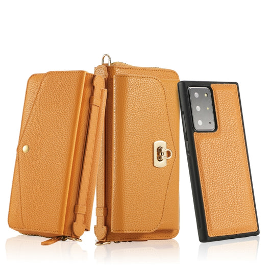 For Samsung Galaxy Note20 Crossbody Multi-functional Zipper Wallet Litchi Leather Phone Case(Orange) - Galaxy Phone Cases by buy2fix | Online Shopping UK | buy2fix