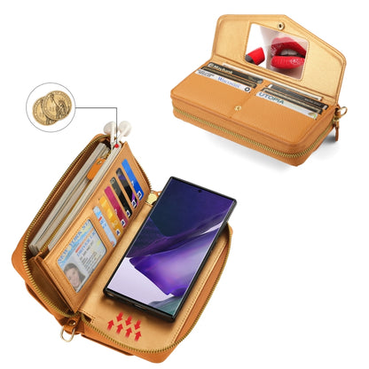 For Samsung Galaxy Note20 Crossbody Multi-functional Zipper Wallet Litchi Leather Phone Case(Orange) - Galaxy Phone Cases by buy2fix | Online Shopping UK | buy2fix