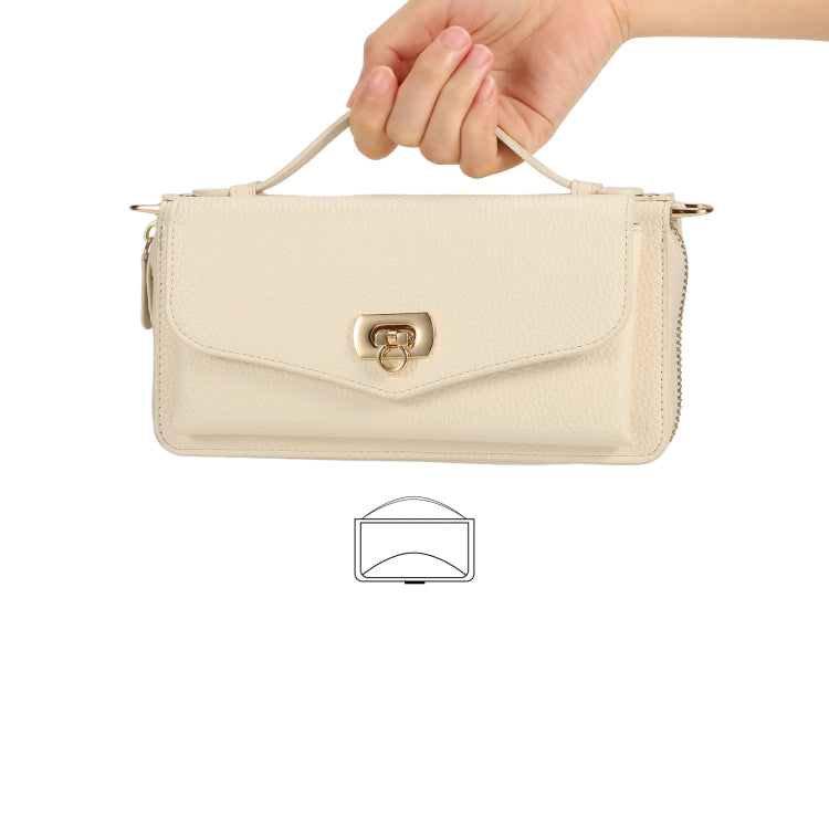 For Samsung Galaxy Note20 Crossbody Multi-functional Zipper Wallet Litchi Leather Phone Case(Beige) - Galaxy Phone Cases by buy2fix | Online Shopping UK | buy2fix