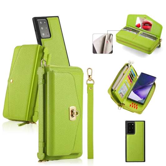 For Samsung Galaxy Note20 Crossbody Multi-functional Zipper Wallet Litchi Leather Phone Case(Green) - Galaxy Phone Cases by buy2fix | Online Shopping UK | buy2fix