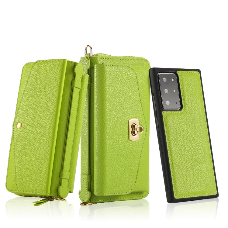 For Samsung Galaxy Note20 Crossbody Multi-functional Zipper Wallet Litchi Leather Phone Case(Green) - Galaxy Phone Cases by buy2fix | Online Shopping UK | buy2fix