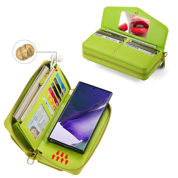 For Samsung Galaxy Note20 Crossbody Multi-functional Zipper Wallet Litchi Leather Phone Case(Green) - Galaxy Phone Cases by buy2fix | Online Shopping UK | buy2fix