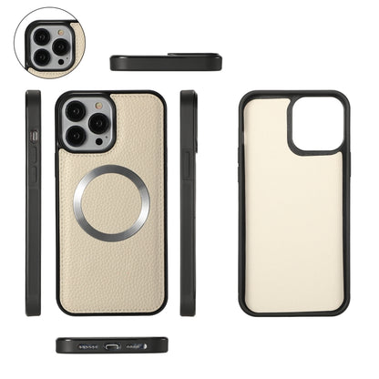 For iPhone 13 Pro Max MagSafe Crossbody Multi-functional Zipper Wallet Litchi Leather Phone Case(White) by buy2fix