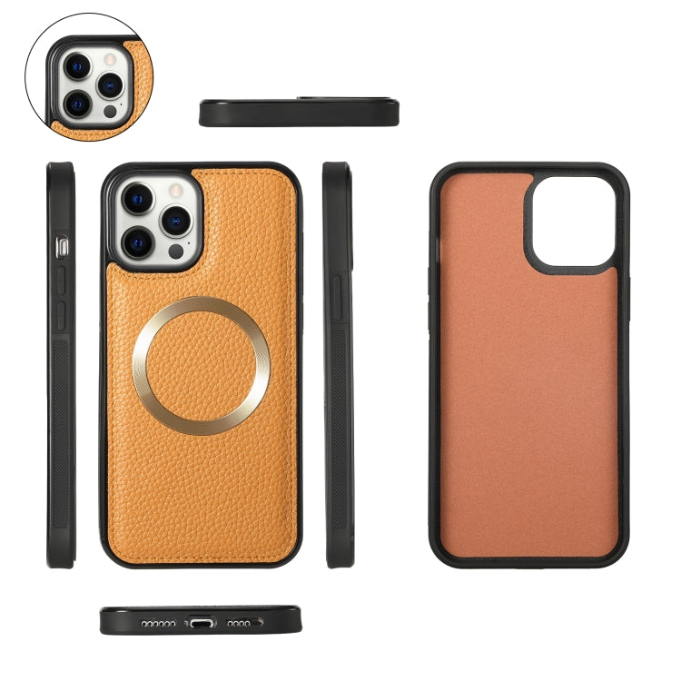 For iPhone 12 MagSafe Crossbody Multi-functional Zipper Wallet Litchi Leather Phone Case(Orange) - iPhone 12 / 12 Pro Cases by buy2fix | Online Shopping UK | buy2fix