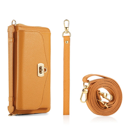 For iPhone 12 MagSafe Crossbody Multi-functional Zipper Wallet Litchi Leather Phone Case(Orange) - iPhone 12 / 12 Pro Cases by buy2fix | Online Shopping UK | buy2fix