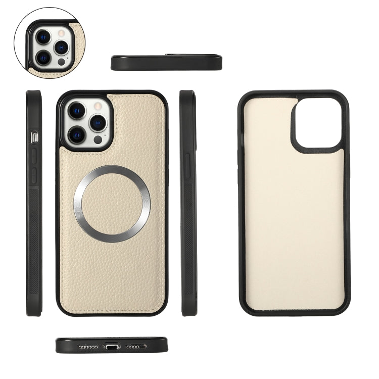 For iPhone 12 Pro MagSafe Crossbody Multi-functional Zipper Wallet Litchi Leather Phone Case(White) - iPhone 12 / 12 Pro Cases by buy2fix | Online Shopping UK | buy2fix