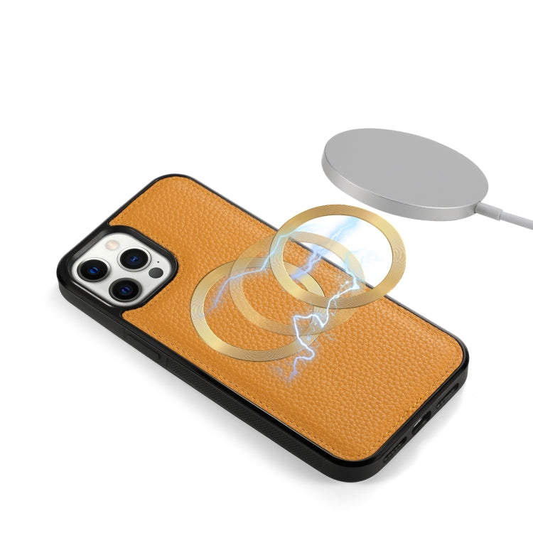 For iPhone 12 Pro MagSafe Crossbody Multi-functional Zipper Wallet Litchi Leather Phone Case(Orange) - iPhone 12 / 12 Pro Cases by buy2fix | Online Shopping UK | buy2fix