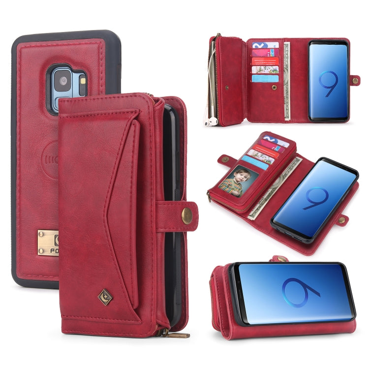 For Samsung Galaxy S9+ Multi-functional Zipper Wallet Leather Phone Case(Red) - Galaxy Phone Cases by buy2fix | Online Shopping UK | buy2fix