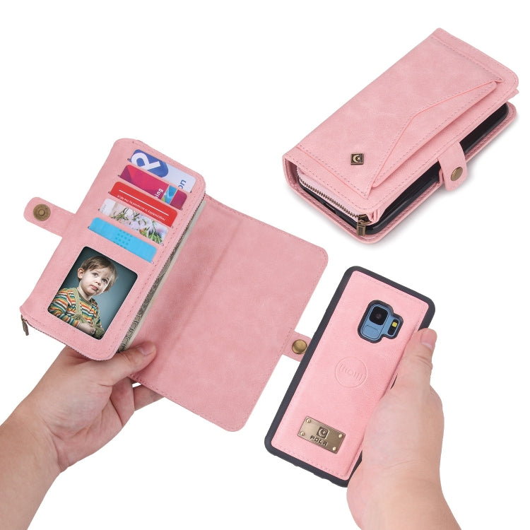 For Samsung Galaxy S9+ Multi-functional Zipper Wallet Leather Phone Case(Pink) - Galaxy Phone Cases by buy2fix | Online Shopping UK | buy2fix