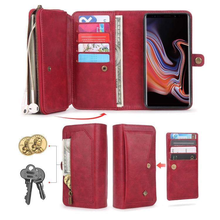 For Samsung Galaxy Note9 Multi-functional Zipper Wallet Leather Phone Case(Red) - Galaxy Phone Cases by buy2fix | Online Shopping UK | buy2fix