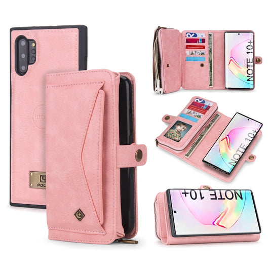 For Samsung Galaxy Note10+ Multi-functional Zipper Wallet Leather Phone Case(Pink) - Galaxy Phone Cases by buy2fix | Online Shopping UK | buy2fix