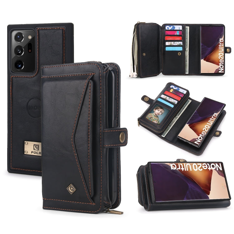 For Samsung Galaxy Note20 Ultra Multi-functional Zipper Wallet Leather Phone Case(Black) - Galaxy Phone Cases by buy2fix | Online Shopping UK | buy2fix