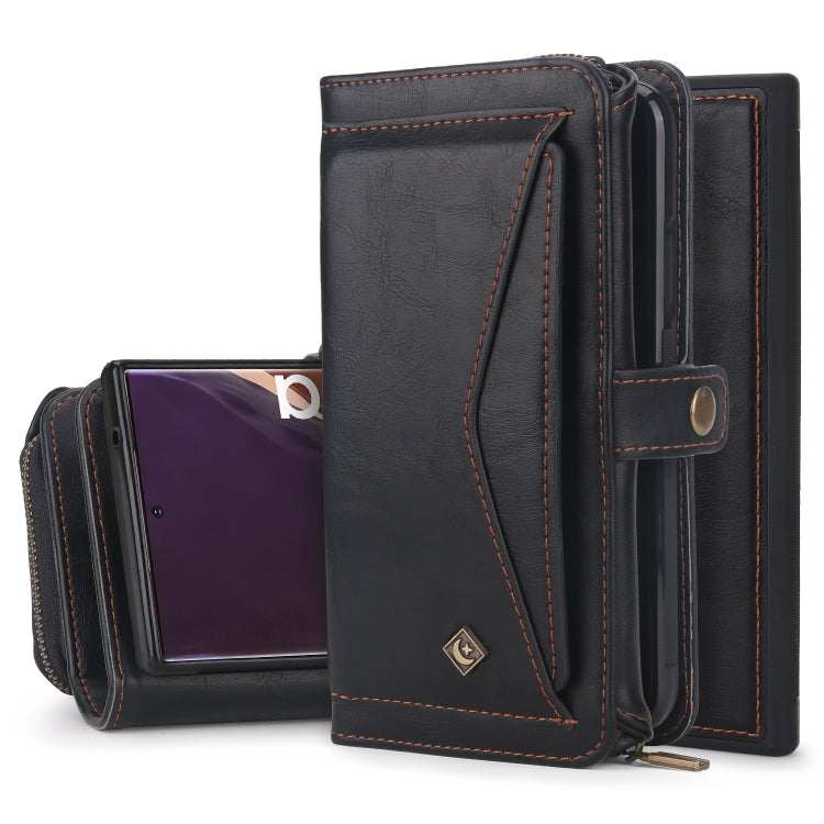 For Samsung Galaxy Note20 Ultra Multi-functional Zipper Wallet Leather Phone Case(Black) - Galaxy Phone Cases by buy2fix | Online Shopping UK | buy2fix