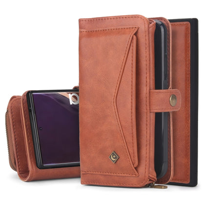 For Samsung Galaxy Note20 Ultra Multi-functional Zipper Wallet Leather Phone Case(Orange) - Galaxy Phone Cases by buy2fix | Online Shopping UK | buy2fix