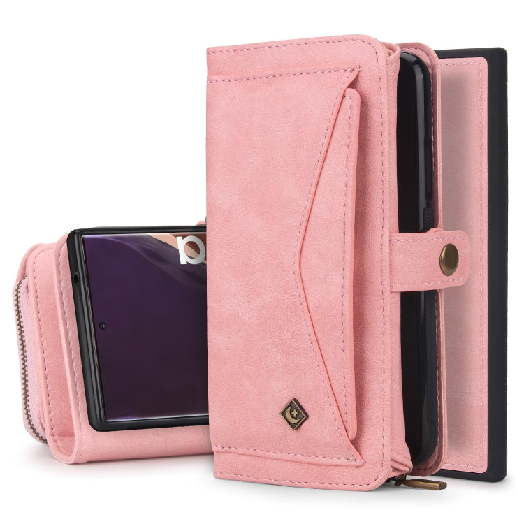 For Samsung Galaxy Note20 Ultra Multi-functional Zipper Wallet Leather Phone Case(Pink) - Galaxy Phone Cases by buy2fix | Online Shopping UK | buy2fix