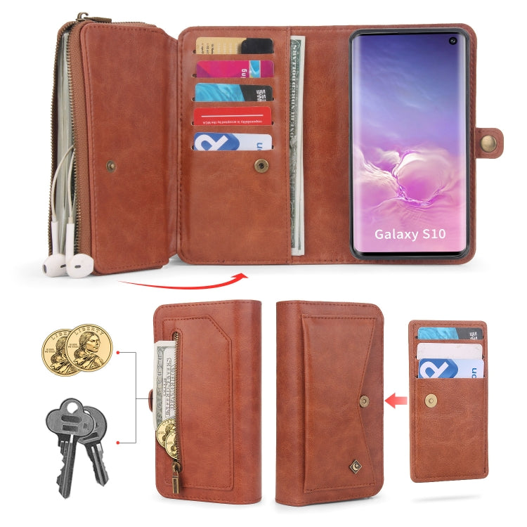 For Samsung Galaxy S10 Multi-functional Zipper Wallet Leather Phone Case(Orange) - Galaxy Phone Cases by buy2fix | Online Shopping UK | buy2fix