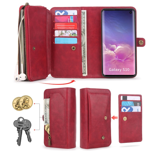 For Samsung Galaxy S10 Multi-functional Zipper Wallet Leather Phone Case(Red) - Galaxy Phone Cases by buy2fix | Online Shopping UK | buy2fix