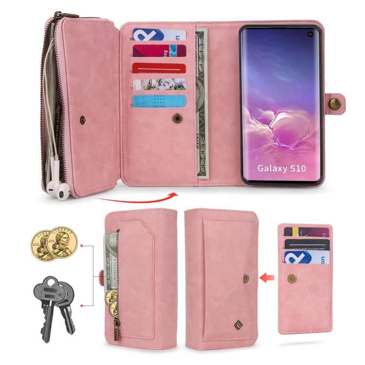 For Samsung Galaxy S10 Multi-functional Zipper Wallet Leather Phone Case(Pink) - Galaxy Phone Cases by buy2fix | Online Shopping UK | buy2fix