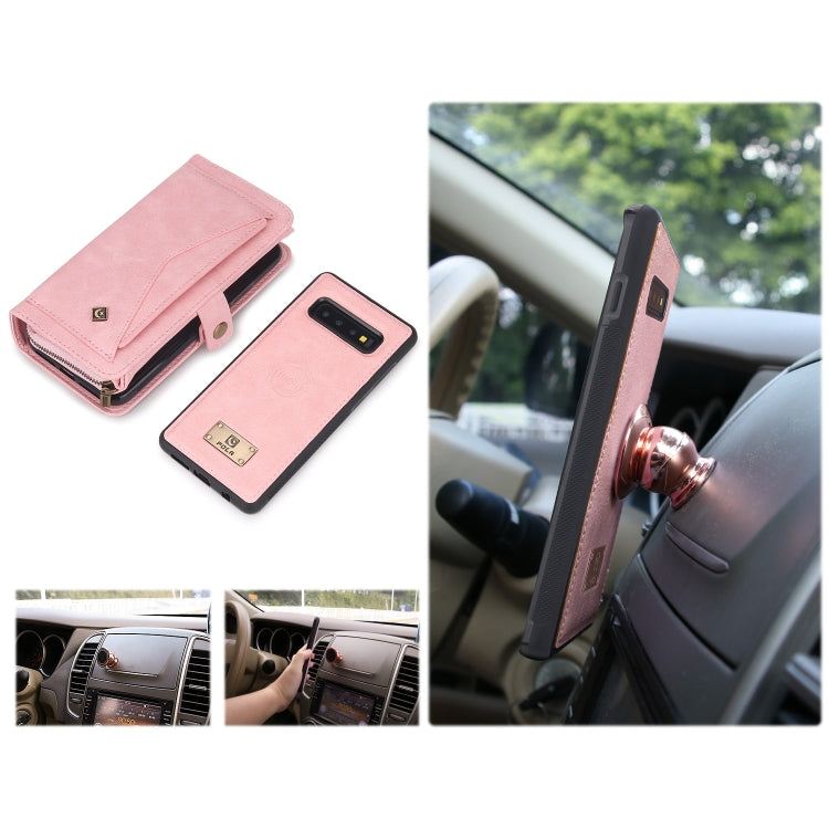 For Samsung Galaxy S10 Multi-functional Zipper Wallet Leather Phone Case(Pink) - Galaxy Phone Cases by buy2fix | Online Shopping UK | buy2fix