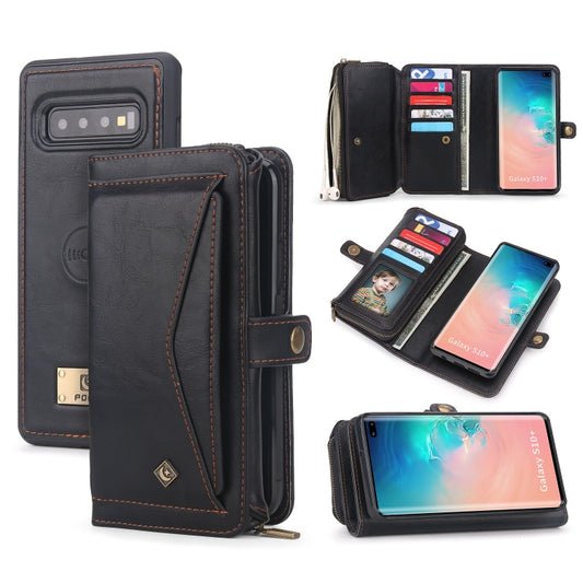 For Samsung Galaxy S10+ Multi-functional Zipper Wallet Leather Phone Case(Black) - Galaxy Phone Cases by buy2fix | Online Shopping UK | buy2fix