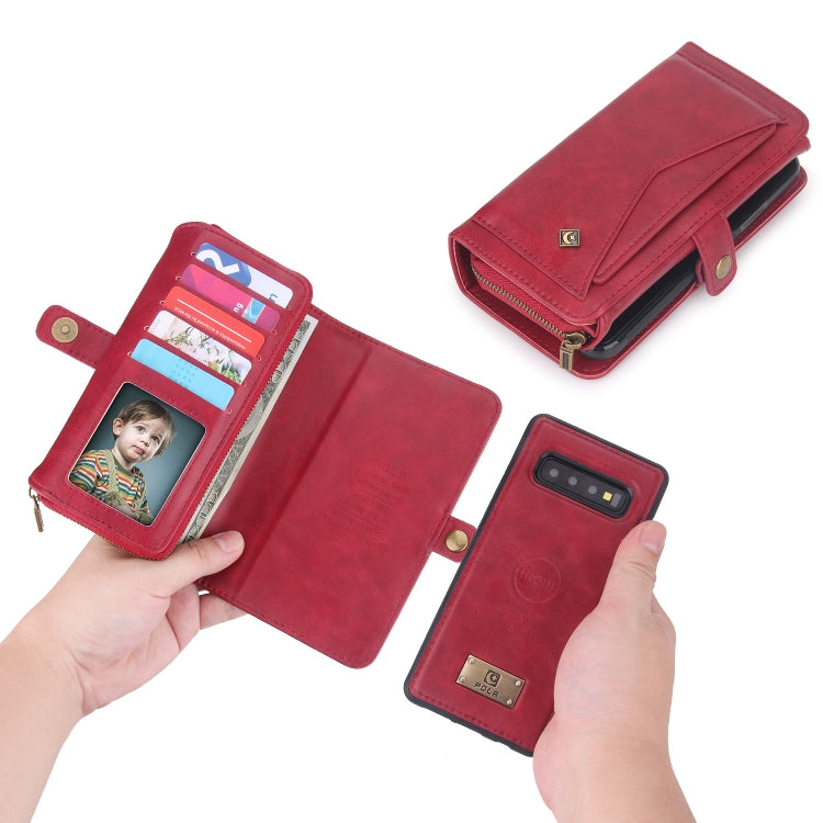 For Samsung Galaxy S10+ Multi-functional Zipper Wallet Leather Phone Case(Red) - Galaxy Phone Cases by buy2fix | Online Shopping UK | buy2fix