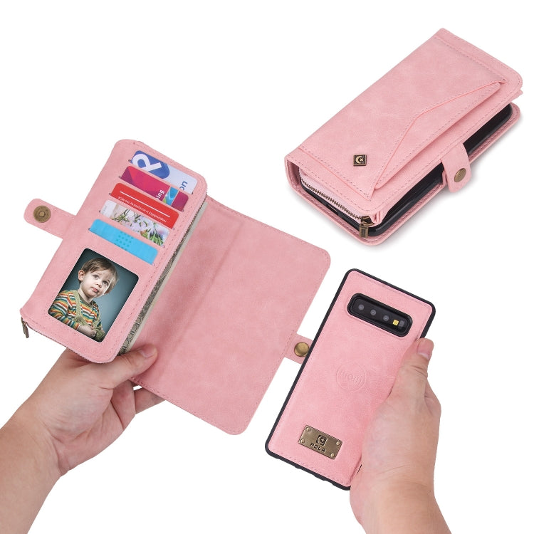 For Samsung Galaxy S10+ Multi-functional Zipper Wallet Leather Phone Case(Pink) - Galaxy Phone Cases by buy2fix | Online Shopping UK | buy2fix