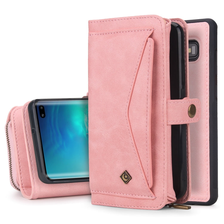For Samsung Galaxy S10+ Multi-functional Zipper Wallet Leather Phone Case(Pink) - Galaxy Phone Cases by buy2fix | Online Shopping UK | buy2fix