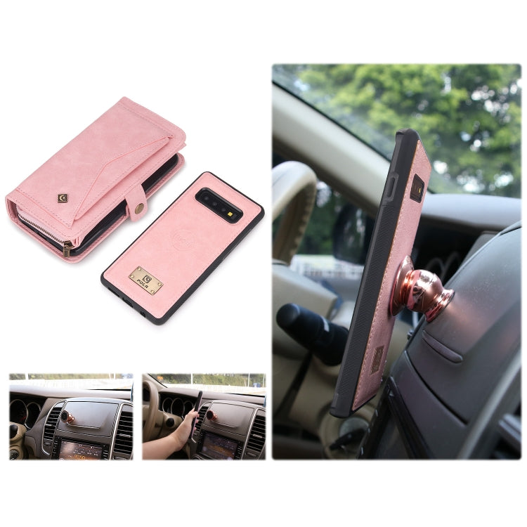 For Samsung Galaxy S10+ Multi-functional Zipper Wallet Leather Phone Case(Pink) - Galaxy Phone Cases by buy2fix | Online Shopping UK | buy2fix