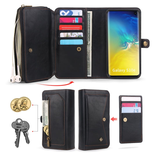 For Samsung Galaxy S10e Multi-functional Zipper Wallet Leather Phone Case(Black) - Galaxy Phone Cases by buy2fix | Online Shopping UK | buy2fix