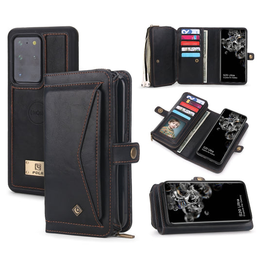 For Samsung  Galaxy S20 Ultra Multi-functional Zipper Wallet Leather Phone Case(Black) - Galaxy Phone Cases by buy2fix | Online Shopping UK | buy2fix