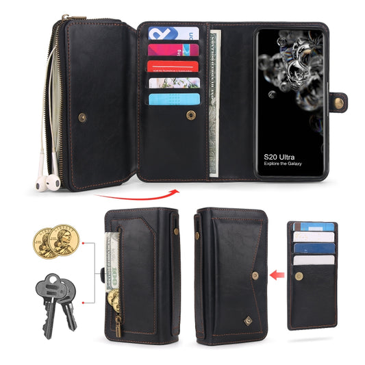 For Samsung  Galaxy S20 Ultra Multi-functional Zipper Wallet Leather Phone Case(Black) - Galaxy Phone Cases by buy2fix | Online Shopping UK | buy2fix