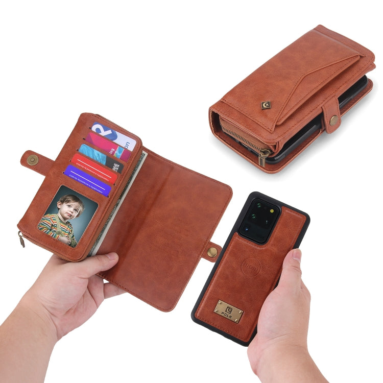 For Samsung  Galaxy S20 Ultra Multi-functional Zipper Wallet Leather Phone Case(Orange) - Galaxy Phone Cases by buy2fix | Online Shopping UK | buy2fix