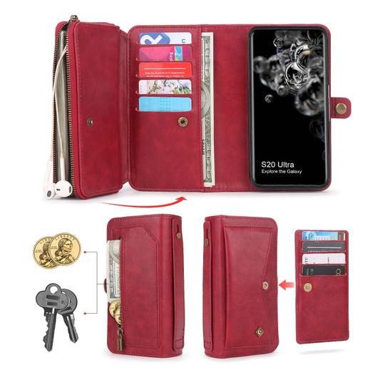 For Samsung  Galaxy S20 Ultra Multi-functional Zipper Wallet Leather Phone Case(Red) - Galaxy Phone Cases by buy2fix | Online Shopping UK | buy2fix