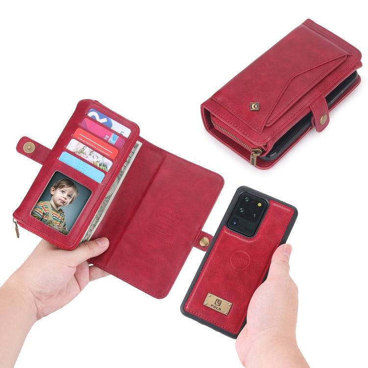 For Samsung  Galaxy S20 Ultra Multi-functional Zipper Wallet Leather Phone Case(Red) - Galaxy Phone Cases by buy2fix | Online Shopping UK | buy2fix