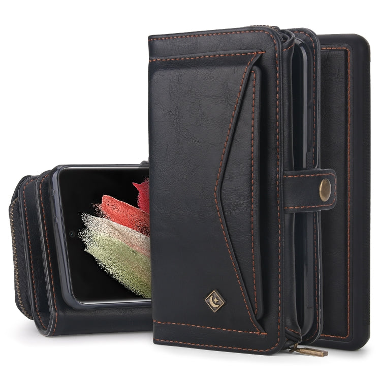 For Samsung Galaxy S21 Ultra 5G Multi-functional Zipper Wallet Leather Phone Case(Black) - Galaxy S21 Ultra 5G Cases by buy2fix | Online Shopping UK | buy2fix