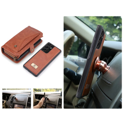 For Samsung Galaxy S21 Ultra 5G Multi-functional Zipper Wallet Leather Phone Case(Orange) - Galaxy S21 Ultra 5G Cases by buy2fix | Online Shopping UK | buy2fix