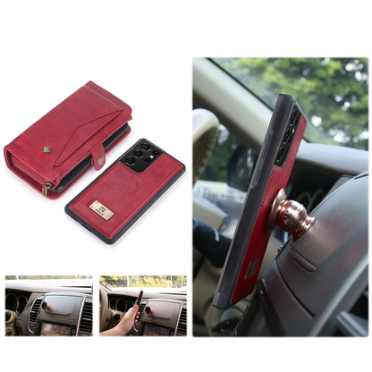 For Samsung Galaxy S21 Ultra 5G Multi-functional Zipper Wallet Leather Phone Case(Red) - Galaxy S21 Ultra 5G Cases by buy2fix | Online Shopping UK | buy2fix