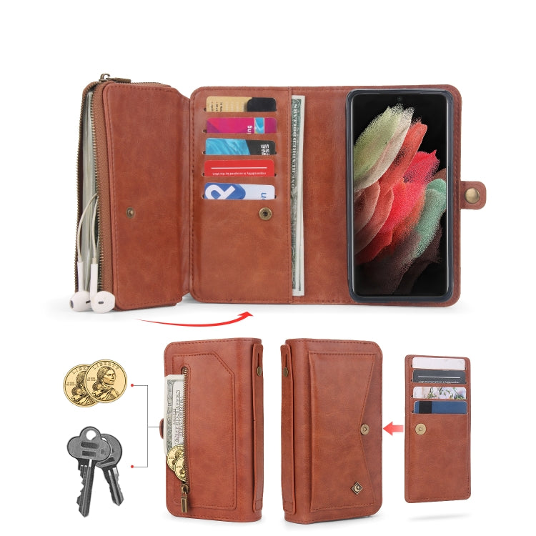 For Samsung Galaxy S23 5G Multi-functional Zipper Wallet Leather Phone Case(Orange) - Galaxy Phone Cases by buy2fix | Online Shopping UK | buy2fix