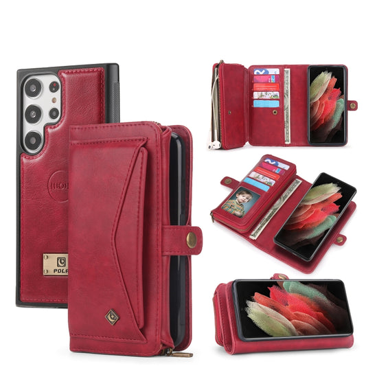 For Samsung Galaxy S23 5G Multi-functional Zipper Wallet Leather Phone Case(Red) - Galaxy Phone Cases by buy2fix | Online Shopping UK | buy2fix