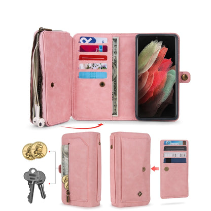 For Samsung Galaxy S23 5G Multi-functional Zipper Wallet Leather Phone Case(Pink) - Galaxy Phone Cases by buy2fix | Online Shopping UK | buy2fix