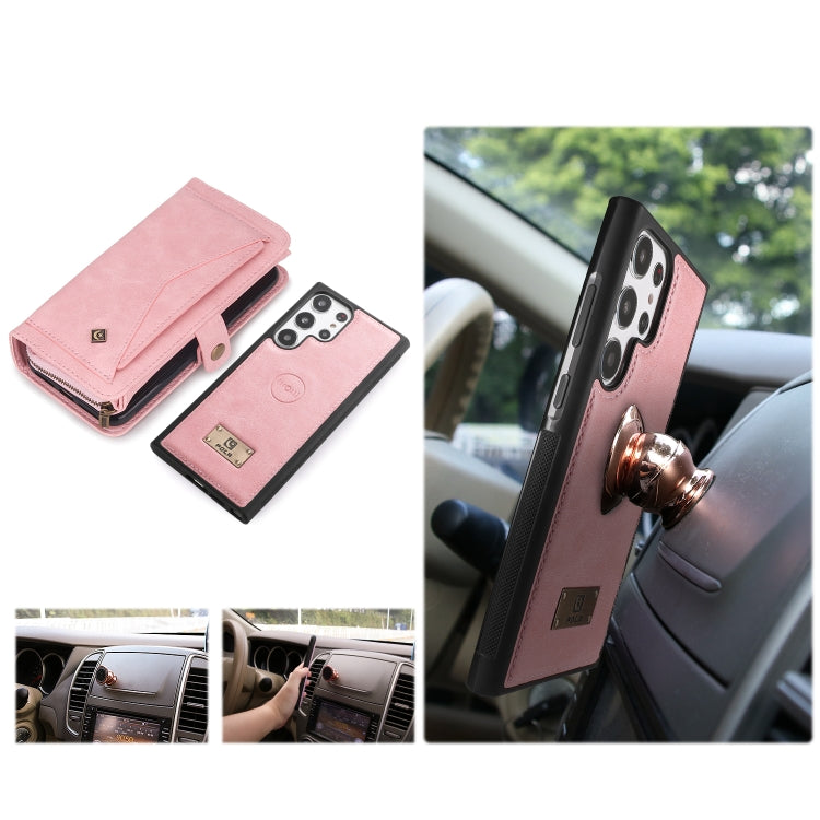 For Samsung Galaxy S23 5G Multi-functional Zipper Wallet Leather Phone Case(Pink) - Galaxy Phone Cases by buy2fix | Online Shopping UK | buy2fix