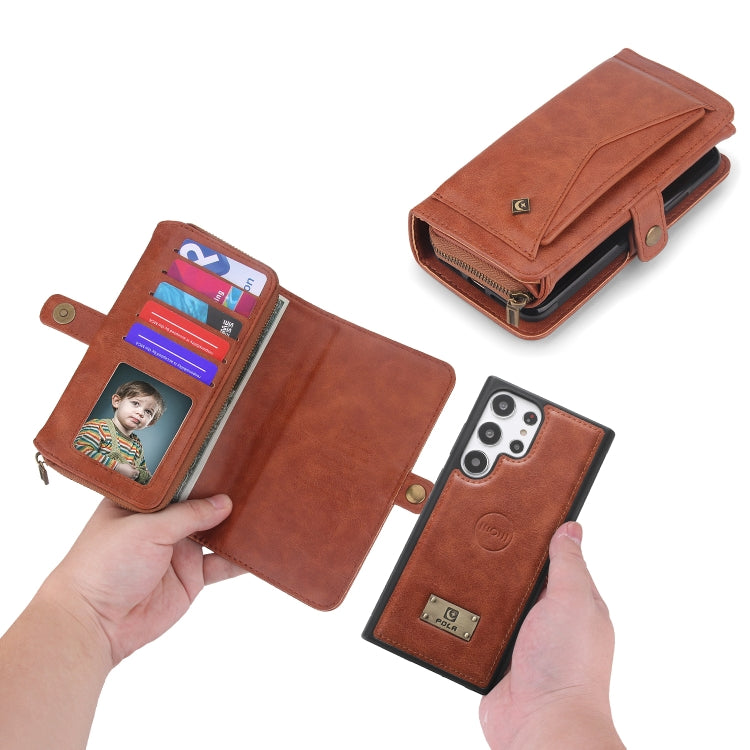 For Samsung Galaxy S23+ 5G Multi-functional Zipper Wallet Leather Phone Case(Orange) - Galaxy S23+ 5G Cases by buy2fix | Online Shopping UK | buy2fix
