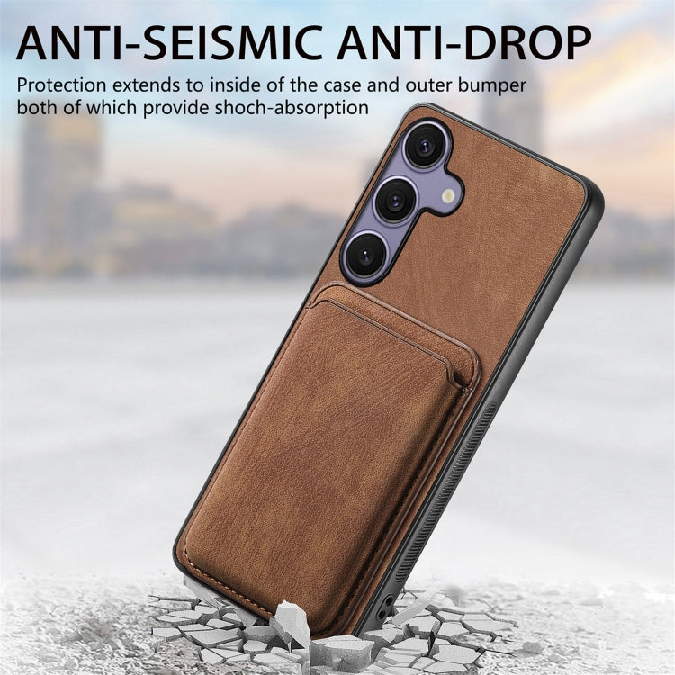 For Samsung Galaxy S25 5G Retro Leather Card Bag Magnetic Phone Case(Brown) by buy2fix