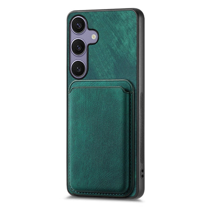 For Samsung Galaxy S25 5G Retro Leather Card Bag Magnetic Phone Case(Green) by buy2fix