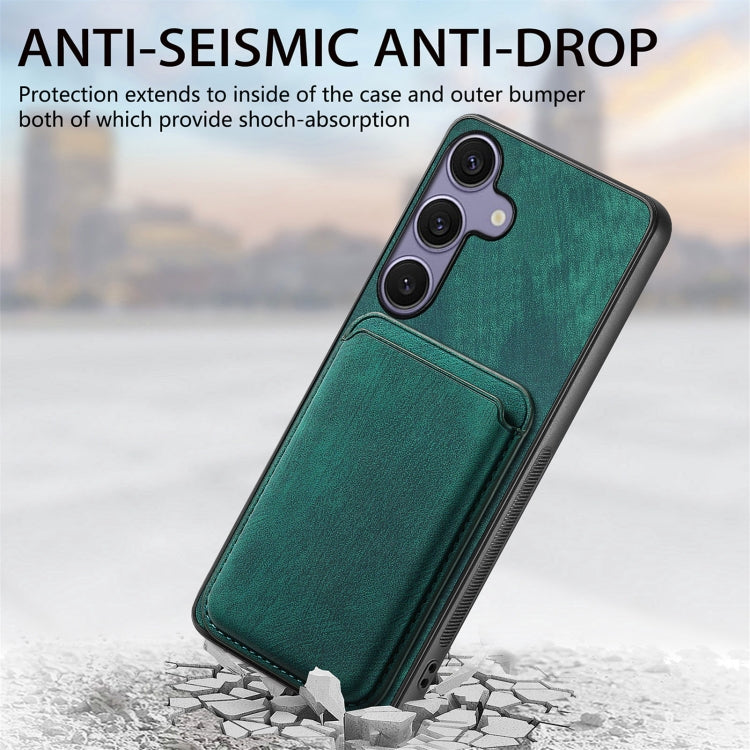 For Samsung Galaxy S25 5G Retro Leather Card Bag Magnetic Phone Case(Green) by buy2fix